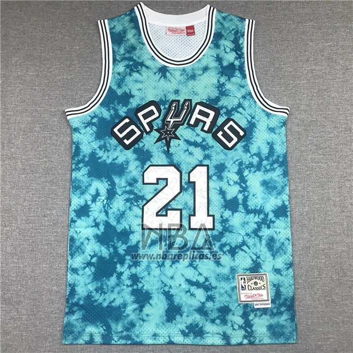 Camiseta San Antonio Spurs Tim Duncan NO 21 Galaxy Verde
